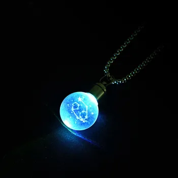 12 Takımyıldızları Glow ışık kolye kolye paslanmaz çelik zincir bağlantı kolye erkekler için doğum günü yıldönümü hediyesi
