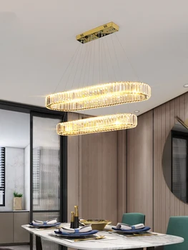 Oval modern mutfak avize oturma odası için 2020 kristal avizeler ev dekor yemek odası Asılı aydınlatma armatürü oval pist