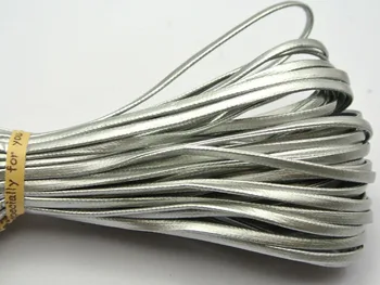 10 Metre Gümüş Düz Yumuşak Sentetik Deri Takı Kordon Dantel Dize 3X1mm