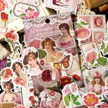 100 adet Vintage INS Çizgi Film karakterleri Bitki Çiçek Çıkartmalar paketi Dıy Scrapbooking malzeme Günlüğü Albümü Kırtasiye Sticker