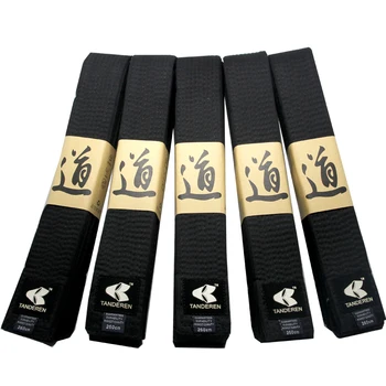 Yüksek Kaliteli Pamuk Taekwondo Kemer Özelleştirilmiş İşlemeli Altın Çizgi Adı Taekwondo Kemer Erkekler Karate Judo Üniforma Koruyucu