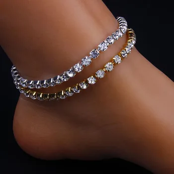 Tasarımcı orijinal parlak suni elmas zincir halhal bohem tarzı 2021 moda geometrik charm ayak takısı fabrika doğrudan satış