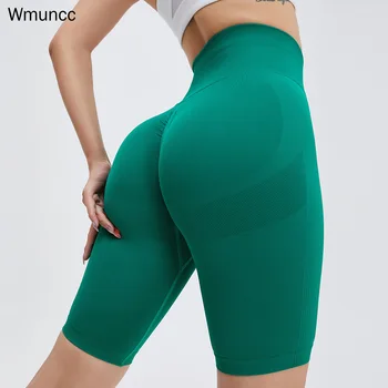 Wmuncc Yoga Kapriler Tayt kadın Yüksek Bel Şeftali Kalça Spor Şort Kalça Kaldırma fitness pantolonları Likra Kumaş