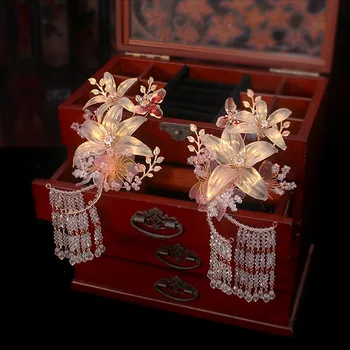 Yeni Çiçek yapımı Sıvı Klip Gelin Saç Giyim Düğün Çin tarzı Düğün Lüks Atmosfer Adım Sallamak