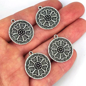 50 adet Çinko alaşım antik gümüş renk Lotus Muska kolye charm DIY kadın erkek Aksesuarları