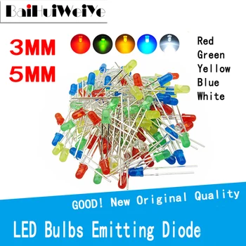 100 ADET F3 F5 DIP LED yeşil kırmızı sarı mavi beyaz Süper parlak 5MM 3MM yüksek kaliteli boncuk ışık yayan diyot