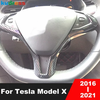 Iç Aksesuarları Tesla Modeli X 2016 İçin 2017 2018 2019 2020 2021 Karbon Fiber direksiyon Dekorasyon Kapak Trim Sticker