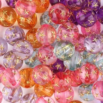 100Pcs/Paketi Mix Renk Altın Yıldız Yuvarlak Akrilik DIY Neckalce Bilezik Zanaat Jewelrry Aksesuarları el Yapımı Yapma Boncuk 