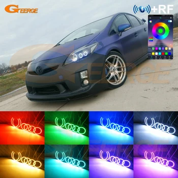 Toyota Prius 2010 için 2011 2012 2013 2014 2015 BT App RF Uzaktan Kumanda Çok Renkli Ultra Parlak RGB LED Melek Gözler Halo Yüzükler