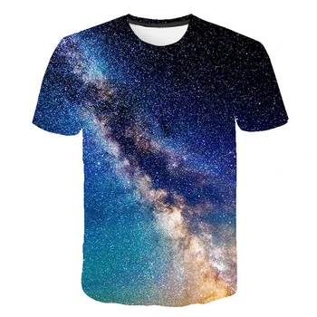 Geniş Evren Galaxy grafik t shirt Yaz moda erkek t-shirt 3D Baskı Trendi Yakışıklı Rahat O-boyun Hip Hop T-shirt