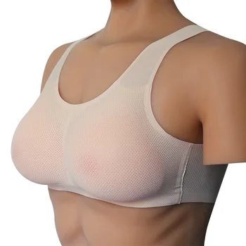 Shapewear A-E Fincan Üçgen Sahte Göğüsler İç Çamaşırı Seti Örgü Seksi İç Çamaşırı CD Çapraz giyinme Silikon Protez Meme