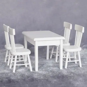 Yüksek Kaliteli Aksesuarlar Mini 1/12 Dollhouse Mobilya Oyuncaklar Simülasyon sandalye Bebek seramik karo Ahşap yemek masası