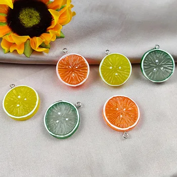 10 adet Reçine Meyve Limon Takılar DIY El Yapımı Takı Yapımı Küpe Kolye Anahtarlık Bilezik Kolye Aksesuarları Bulguları