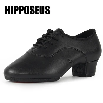 Hipposeus Yeni Modern Dans Ayakkabıları erkek Latin / Salsa / Tango / Balo Salonu Dans Ayakkabıları PU / Tuval Düşük Topuk dans ayakkabıları Erkekler/Kadınlar için