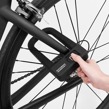 ROCKBROS Bisiklet Kilidi Parmak Izi Kilidini U-şekilli Bisiklet Kilidi Motosiklet Elektrikli Araç Anti-hırsızlık USB Şarj Bisiklet Aksesuarları 5