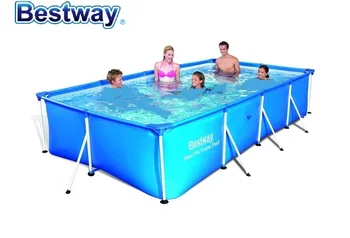 56405 Bestway 400 * 211 * 80cm Büyük Kare Metal Çerçeve Aile Yüzme Havuzu / Ultralarge Katlanır Branda Desteği Kare Havuz
