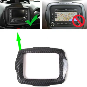 2015-2018 Jeep Renegade İçin İç Dashboard GPS Navigasyon Kapak Trim Karbon Fiber Dekorasyon Çerçeve Büyük Ekran Araba Styling