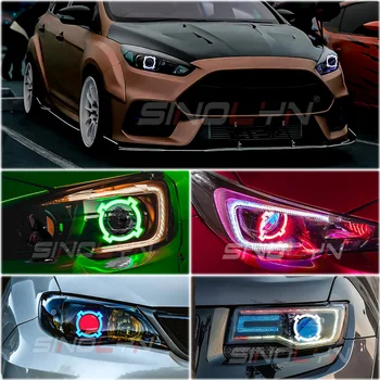 Sınolyn RGB Melek Gözler X Şekli LED ışık halkası APP Bluetooth uyumlu DRL Pamuk Koşu ışıkları araba farı Aksesuarları 3