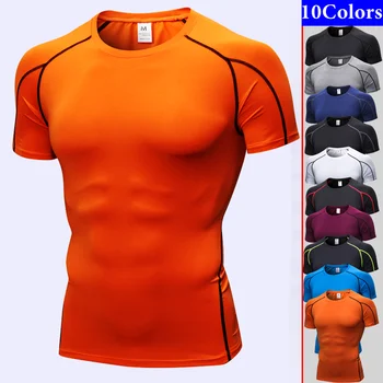 Yeni Erkek Sıkıştırma Gömlek Spor Sıkı Gömlek Moda Tees Nefes Egzersiz Gömlek Serin Altında Taban Katmanı Spor Gömlek Egzersiz S