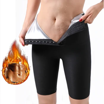 Kadın Sauna Ter Pantolon Sıcak Termo Zayıflama Egzersiz Tayt Yüksek Bel Spor Egzersiz Eğitimi Uyluk Şort Yağ Yakma Pantolon