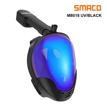 SMACO Tam Yüz Şnorkel Maske UV Koruma Anti-Sis Ayrılabilir kamera yatağı 180 derece Panoramik Görünüm