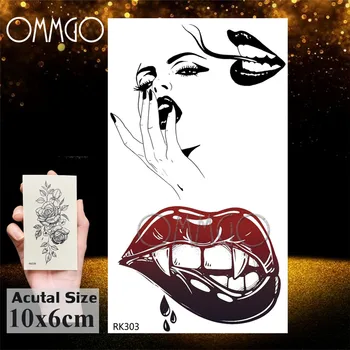 OMMGO Punk Gangster Silah Siyah Geçici Dövmeler Sticker Seksi Sahte Dövme Aşk Soyguncu Özel Dövmeler Kadınlar İçin Kız Vücut Sanatı 5