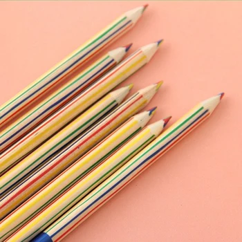 15 ADET Sevimli 4 Renk Konsantrik Gökkuşağı Kalem Öğrenci çocuk Boyama Grafiti Çizim Hediye Sanat Okul Malzemeleri