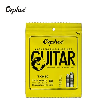 Orphee TX630 011-052 Akustik Gitar Dizeleri Altıgen çekirdek + 8 % nikel Bronz Parlak ton Ekstra ışık gitar Aksesuarları
