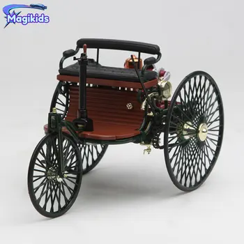 1:18 1886 Mercedes Benz Patent Motorwagen No. 1 alaşım araba modeli simülasyon Klasik araba üç tekerlekli bisiklet Oyuncak Süsler Hediyeler Koleksiyonu