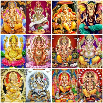 HUACAN 5D Elmas Boyama Fil Tanrı Elmas Mozaik Hayvanlar Ganesha Nakış Din El Sanatları Dekorasyon Ev İçin