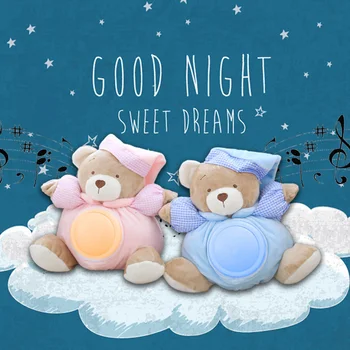 25cm Kawaii Oyuncak Ayı müzikli ışık Peluş Bebek Pat Lamba Uyku Konforu LED Gece Lambası Yatıştırmak oyuncak ayılar Çocuk Hediyeler için
