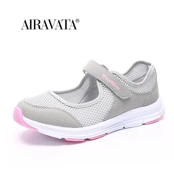 Yaz nefes kadın Sneakers sağlıklı yürüyüş Mary Jane ayakkabı sportif örgü spor koşu anne hediye ışık daireler 35-42 boyutu