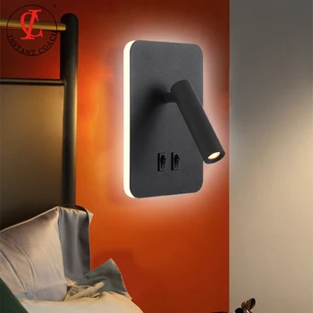 Led duvar Lambası Okuma lambası Yatak Odası Otel Başlık Gece kitap Lambası Rotasyon Başucu Duvar Lambası Spot led ışık