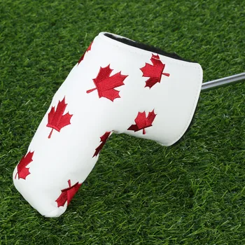 1 Adet PU Golf Kanada Bayrağı Kırmızı Akçaağaç Yaprağı Atıcı Kapak Başörtüsü Koruma Çantası Golf Atıcı Kafa Kapakları Golf Blade Kulübü Başkanı 0