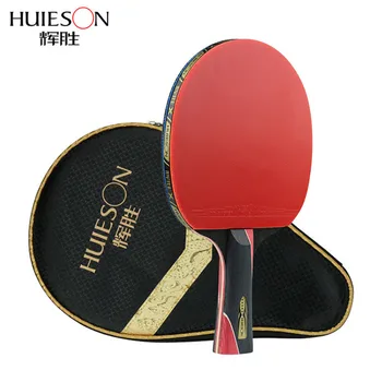 1 adet Huieson 5 Yıldız Siyah-Kırmızı Karbon Fiber Masa Tenisi Raket Çift Sivilce-Genç Oyuncu için Kauçuk Pingpong Raket 