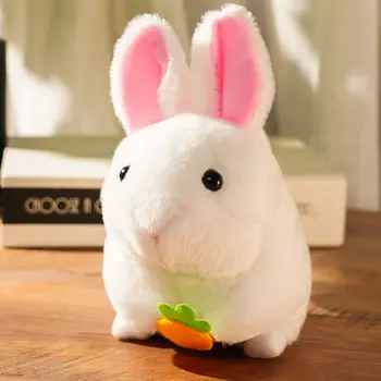 Sevimli Simülasyon peluş oyuncaklar Bebek Tavşan Çekme Dize Kuyruk Hareketli Bunny Hamster Clockwork Dolması Hayvan Decora Eğlenceli Çocuklar Bebek Hediyeleri