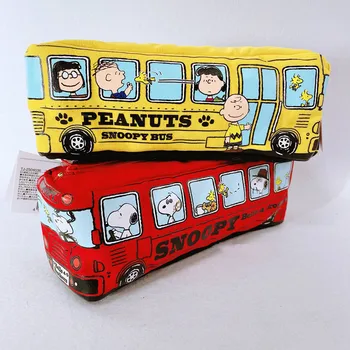 Kawaii Snoopy Karikatür Otobüs Stil Kişilik Ortaokul Öğrenci Kalem Çantası kalem kutusu Büyük kapasiteli kırtasiye çantası