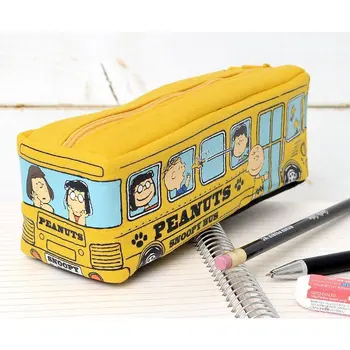 Kawaii Snoopy Karikatür Otobüs Stil Kişilik Ortaokul Öğrenci Kalem Çantası kalem kutusu Büyük kapasiteli kırtasiye çantası 2
