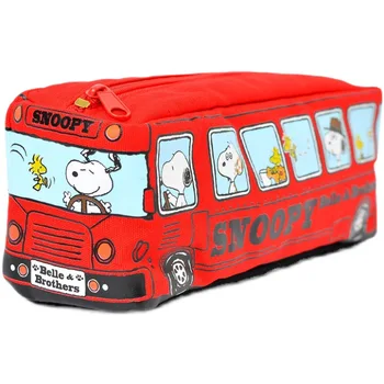 Kawaii Snoopy Karikatür Otobüs Stil Kişilik Ortaokul Öğrenci Kalem Çantası kalem kutusu Büyük kapasiteli kırtasiye çantası 3