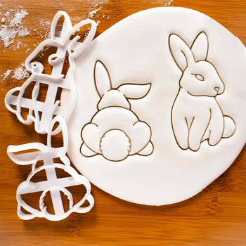 Paskalya tavşanı Çerez Embosser Kalıp Karikatür Tavşan Şekilli Fondan Buzlanma Bisküvi Kesme DIY Pişirme Araçları Mutlu Paskalya Parti Dekor