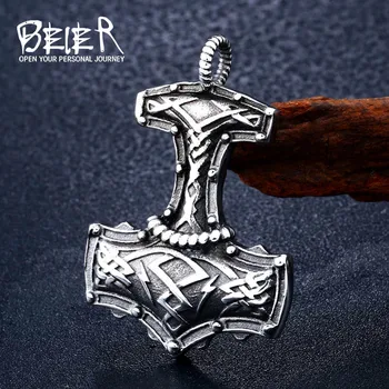 Beier 316L Paslanmaz Çelik kolye kolye viking totem kolye Tanrı kutsar Rune Moda İskandinav erkek kolye hediye LLBP8-378P