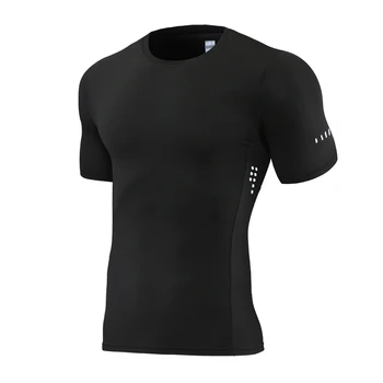 Erkekler spor T-Shirt Baskılar Eğitim Sıkı Vücut Geliştirme Gömlek Hızlı Kuru Koşu Spor Kısa Kollu Ince Jogger Egzersiz Gömlek