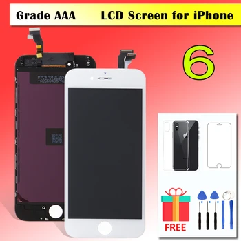 Sıcak AAA Kalite LCD iphone 6 6G ıçin LCD ekran Dokunmatik sayısallaştırıcı Cam Ekran Değiştirme A1549 A1586 Siyah / Beyaz Garanti ile