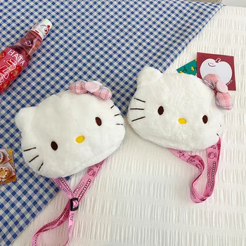 Kawaii Sanrio Kedi Peluş omuzdan askili çanta Kadın Pembe Kedi Sevimli Anime askılı çanta Öğrenci Bebek Çantası çizgi film bebeği Peluş Kız Hediye Oyuncak 0