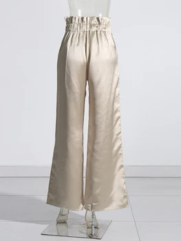 TWOTWINSTYLE Gevşek Patchwork Geniş Bacak Pantolon Kadınlar Için Yüksek Bel Colorblock Streetwear Pantolon Kadın Sonbahar Giyim Moda 3