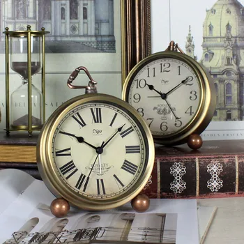 Amerikan Yuvarlak çalar saat Yaratıcı Sessiz Saat Retro Avrupa tarzı Masa Saati Süsler Masa Saati Ev Dekorasyon İçin LD412