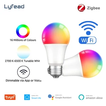 Lyfead WiFi E27 Akıllı Ampul Tuya RGB Renk Değiştiren Kısılabilir Akıllı Lamba Müzik LED ampuller Alexa Google Ev İle Çalışmak