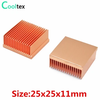 2 adet Saf Bakır soğutucu 25x25x11mm mini ısı emici radyatör ahududu pi için Çip MOS IC 3D yazıcı Elektronik soğutma soğutucu