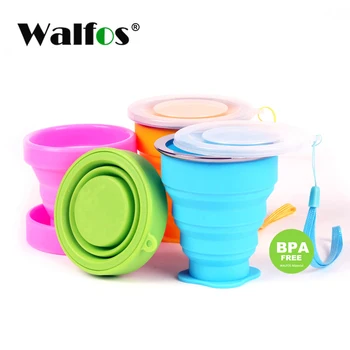 WALFOS Katlanır Bardak 270 ml BPA ÜCRETSİZ Gıda Sınıfı Su Bardağı Seyahat Silikon Geri Çekilebilir Renkli Taşınabilir Açık Kahve Handcup