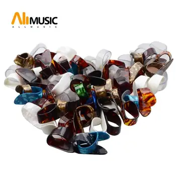 100 Adet Akustik Gitar Büyük Kabuk Başparmak Seçtikleri Endeksi Seçtikleri Selüloit Thumbpicks Plectrums Plastik